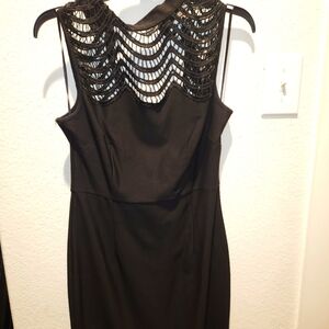 Black high neck mini dress